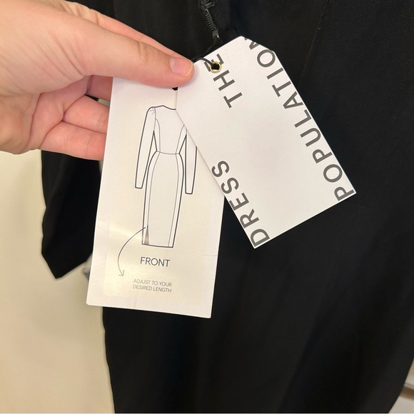 NWT Dress the Population Nadia Black Puff Sleeve Dress XS Structured Sculpted - Picture 10 of 14